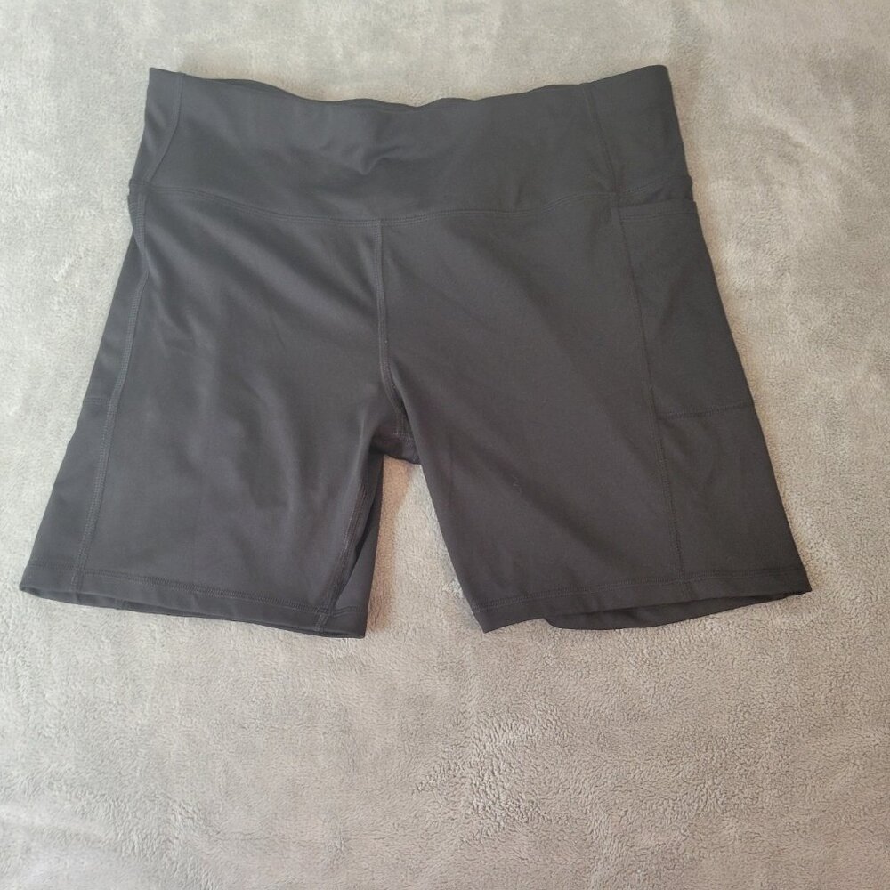 XXL Plus Size 20 Women's Black Biker Shorts Athletic Pockets Polyeste BLA66E